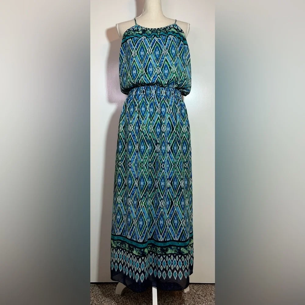Enfocus Studio Maxi Sundress Women’s Size 14P Blue/Green - Picture 7 of 7